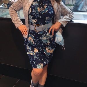 Beautiful floral pencil dress, blue tones, ASOS